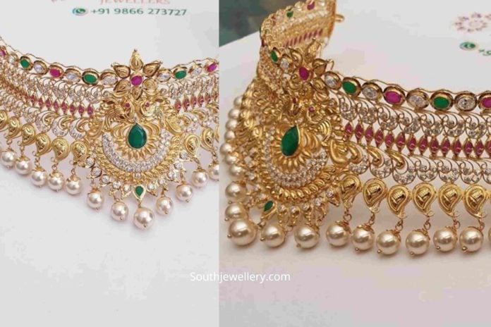 choker necklace gold light weight with price