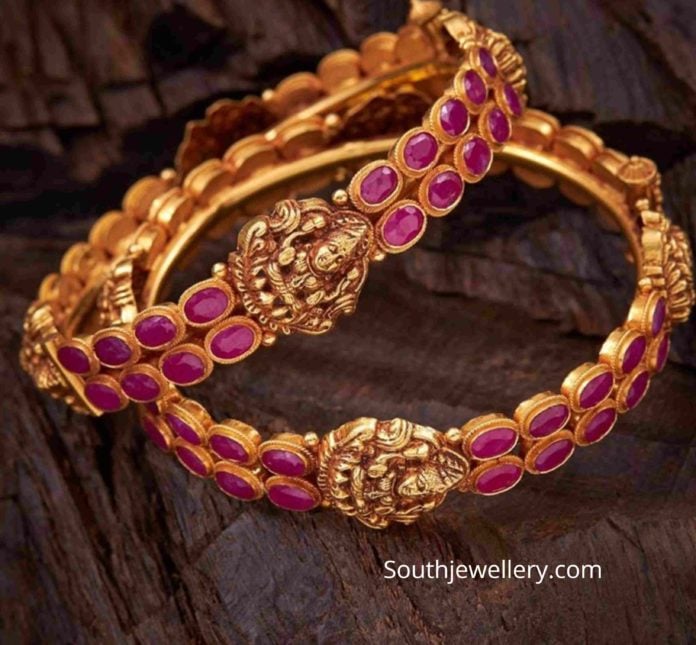 Gold bangles hotsell with ruby stones