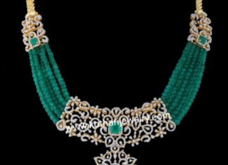 emerald beads necklace with diamond pendant (2)