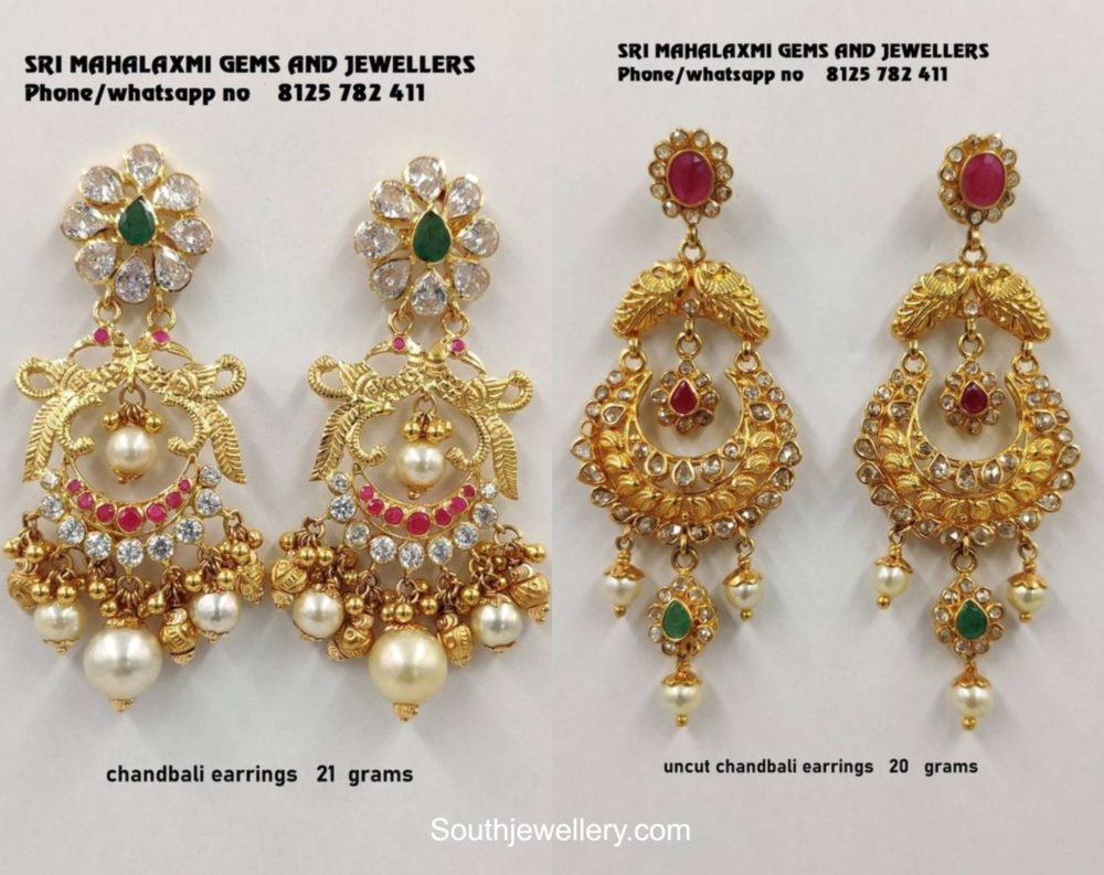 Gold Polished Light weight Chandbali Earring in Sterling Silver ER 452