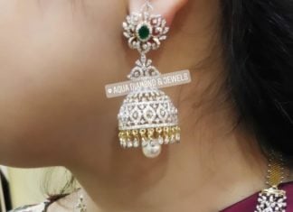 diamond emerald necklace and jhumkis