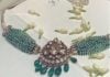 multi strand pearl and emerald choker