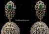 diamond emerald jhumkas