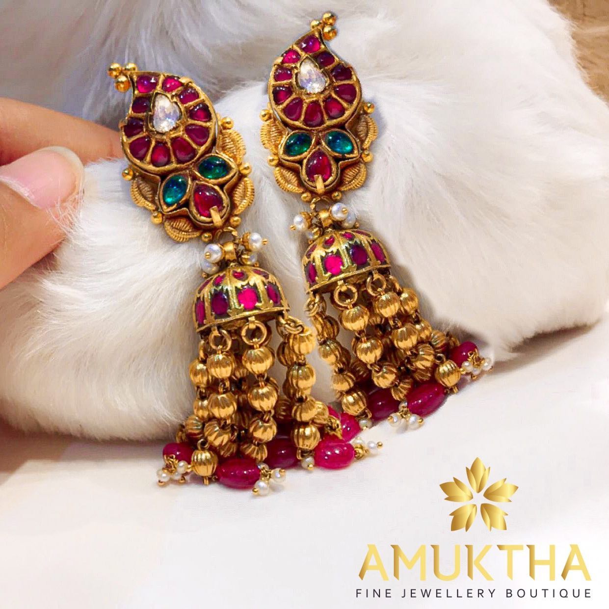 Premium Navaratna Gold Alike Big Nakshi Jhumka Earring – Jumbora