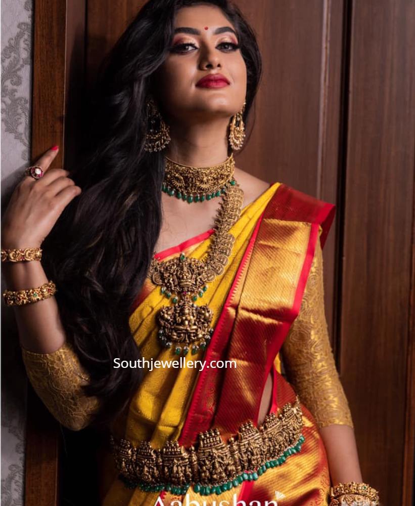 Antique gold bridal temple jewellery set Indian Jewellery Designs