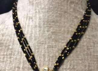 black diamond necklace with uncut pendant