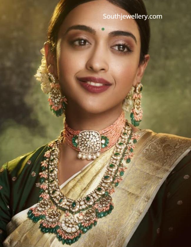 Coral and polki jewellery set Indian Jewellery Designs