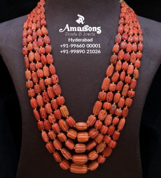 carved coral beads mala