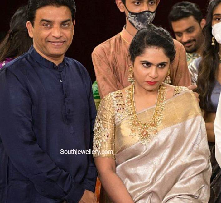 Dil Raju wife in a guttapusalu long haram - Indian Jewellery Designs