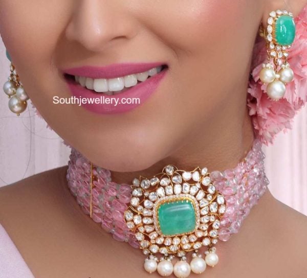 Pink beads choker set Indian Jewellery Designs