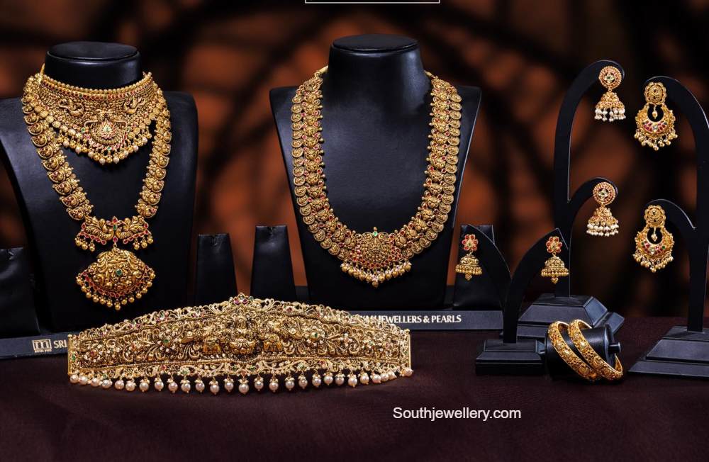 Antique gold bridal temple jewellery set Indian Jewellery Designs