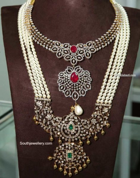diamond necklace and pearl haram