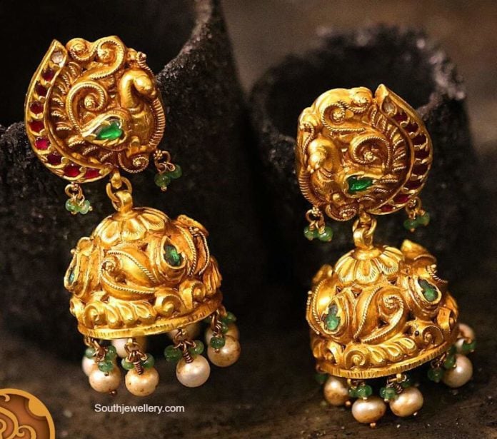 square jhumkas gold