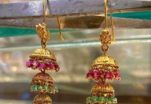 tiered gold jhumkis