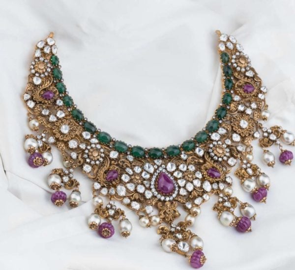 antique gold polki necklace (1)