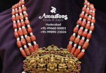 coral beads haram with ganesh pendant