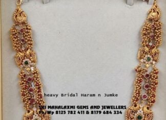 antique gold haram and jhumkis