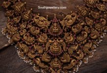 antique gold lakshmi and peacock choker aabushan