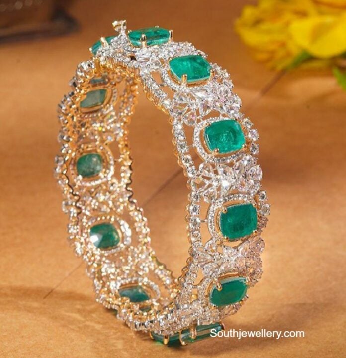 diamond emerald bangle tibarumals jewellers
