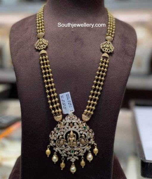 gold balls haram with lakshmi pendant