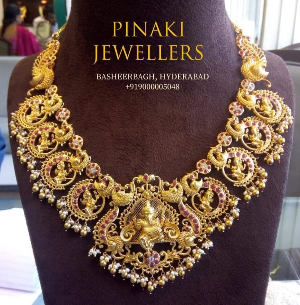 Ganesh ruby necklace Indian Jewellery Designs