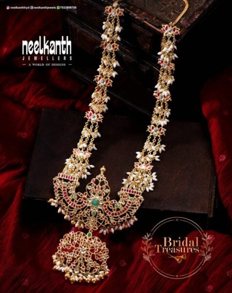 pearl haram with kundan pendant