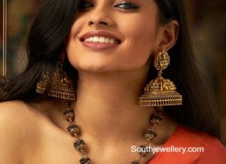 temple jewellery set by navrathan jewellers