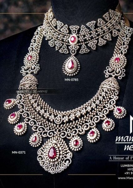 diamond and ruby necklace and long haram