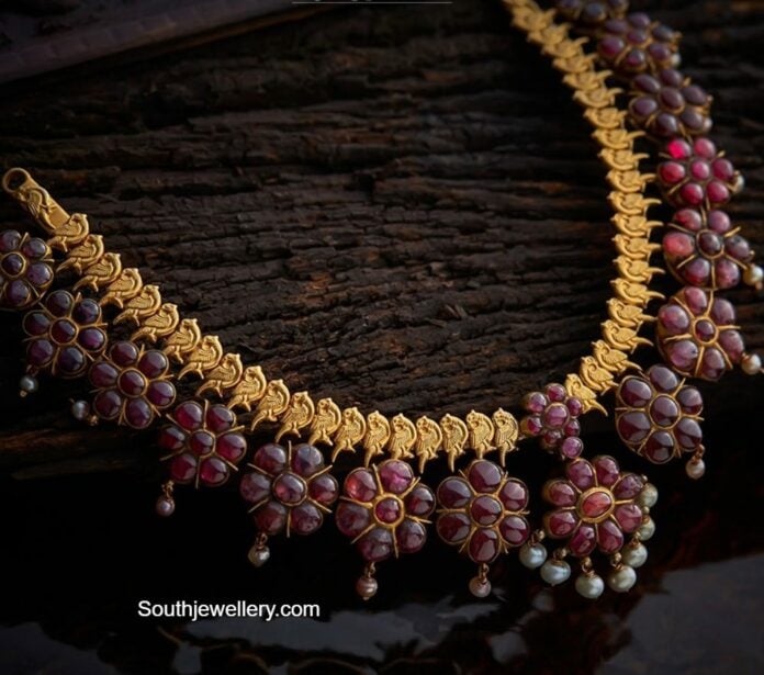 ruby stone gold necklace designs