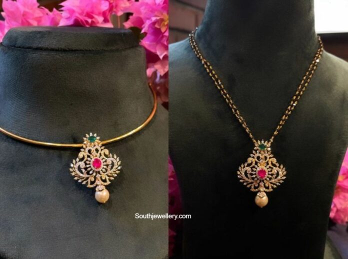 gold kante necklace with diamond pendant