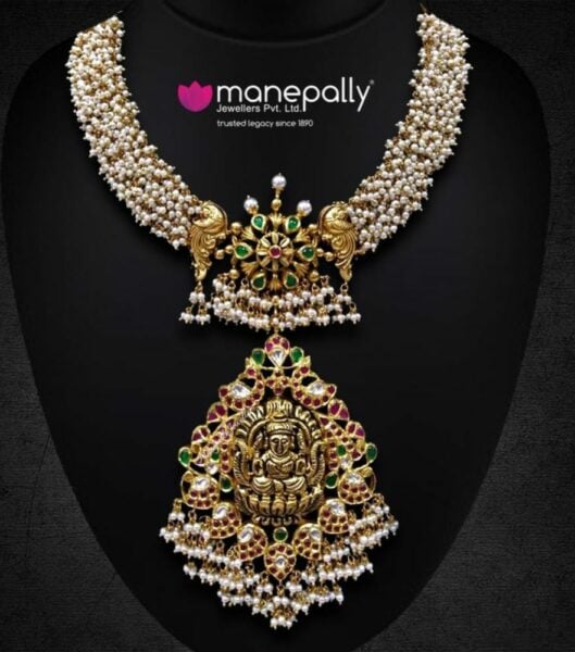 guttapusalu pearl necklace with lakshmi pendant