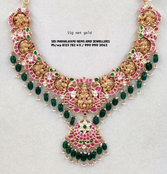 lakshmi peacock kundan necklace