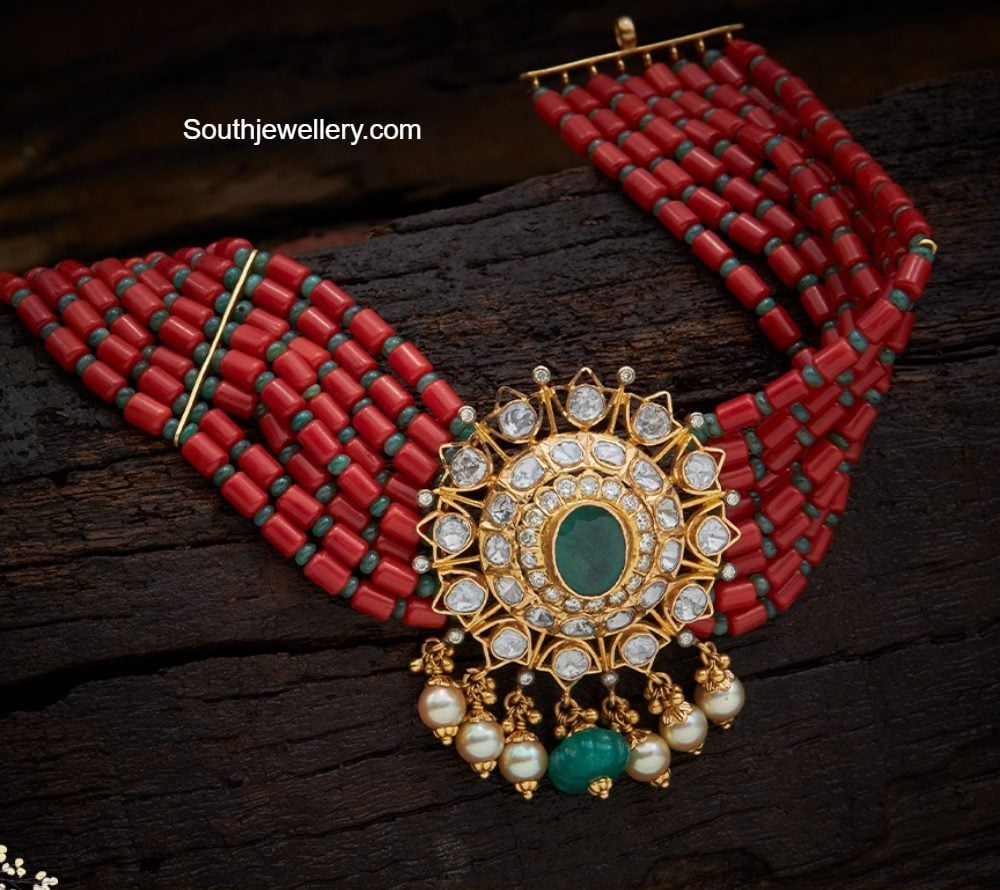 Red beads deals necklace indian designs