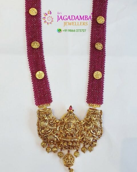 ruby long haar with nakshi pendant