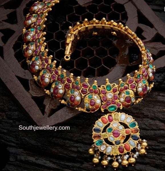 navrathan mango necklace