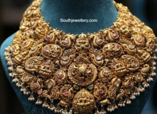 antique gold peacock lakshmi choker