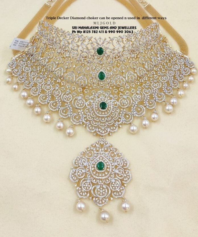 bridal diamond emerald choker