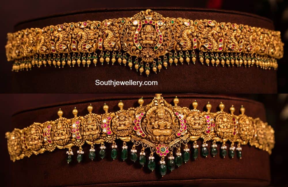 Antique gold nakshi Lakshmi vaddanam designs - Indian Jewellery Designs