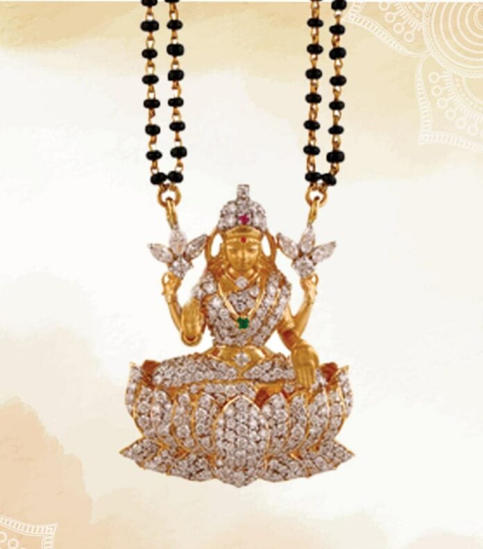 Nallapusalu necklace with diamond Lakshmi pendant