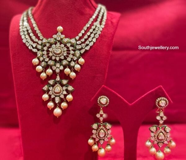 rose cut diamond necklace set kishandas