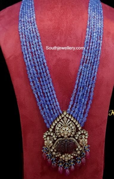 tanzanite beads haram with victorian pendant