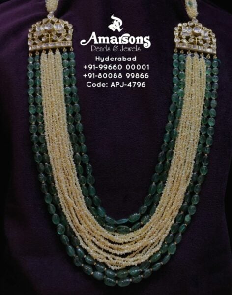 pearl and emerald beads haram