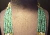 emerald beads haram with kundan side pendants