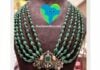 emerald beads necklace with victorian pendant