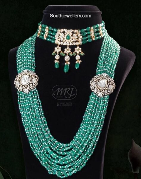 emerald beads choker and haram (2)