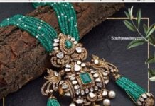 emerald beads necklace with polki pendant navrathan
