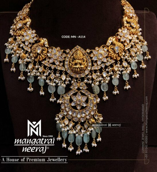 polki diamond lakshmi necklace