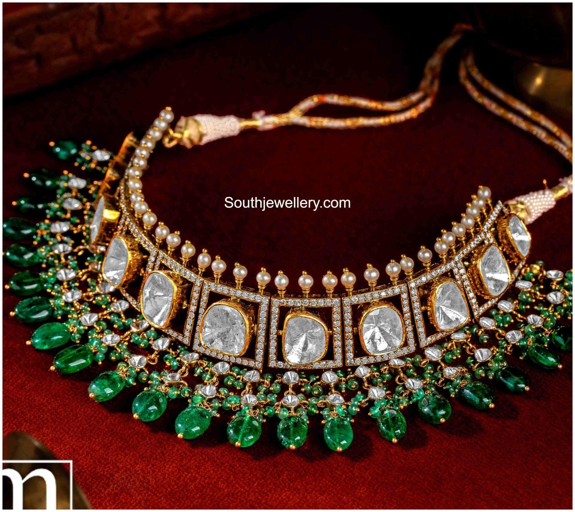 Polki emerald choker Indian Jewellery Designs