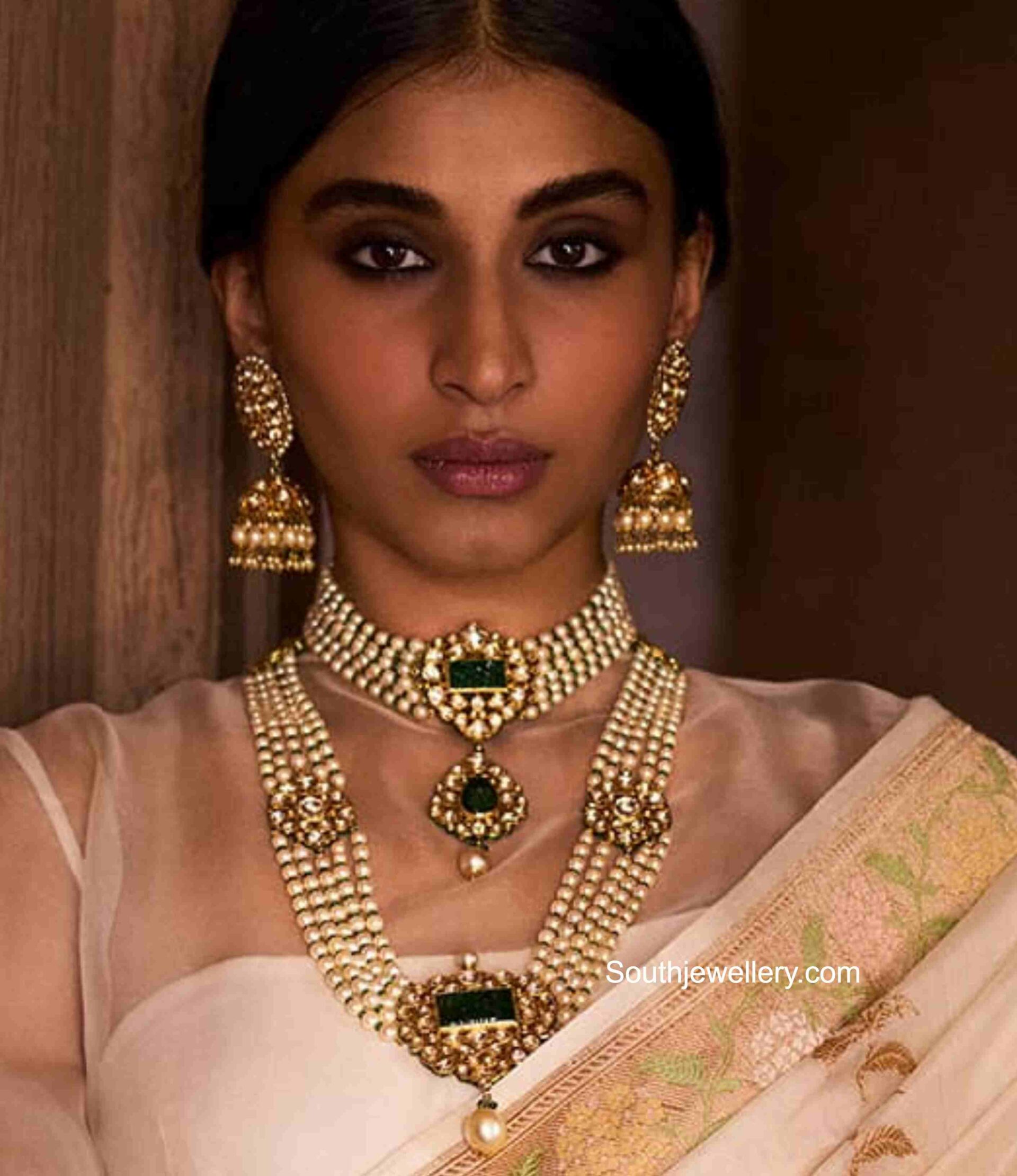 Pearl choker and necklace Indian Jewellery Designs