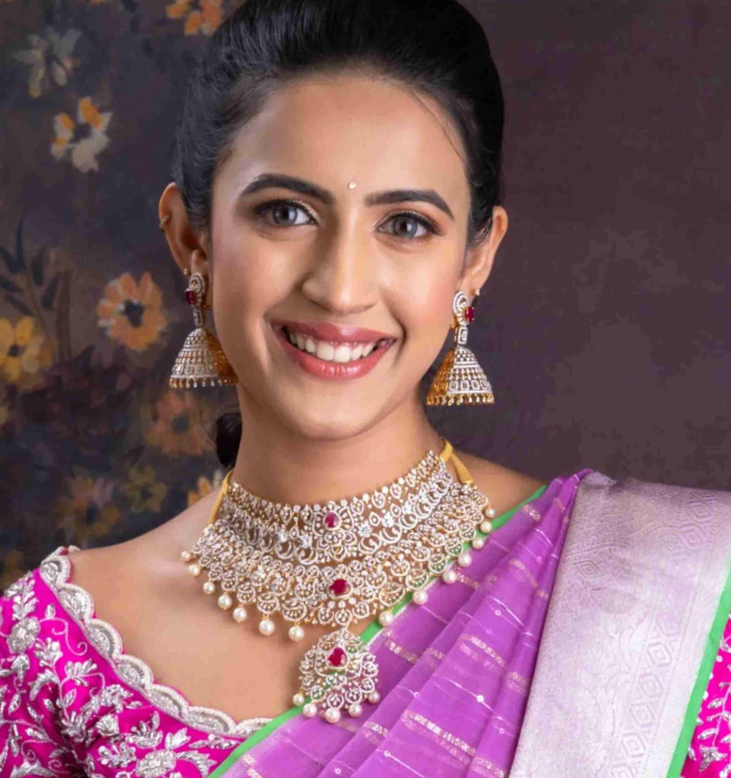 Niharika Konidela in a diamond choker set Indian Jewellery Designs